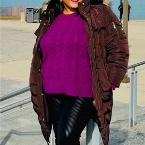 Torrid Purple Cable Knit Sweater Size 3 (3X) Chunky Crew Neck Plus Size Fall